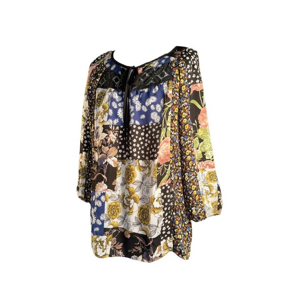 Hope Springs Boho Floral Summer Shirt Women Size Medium - Picture 3 of 16